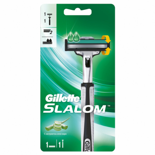 GILLETTE Slalom plus станок д/бритья муж. push clean с кассетой сменной 687/148/418